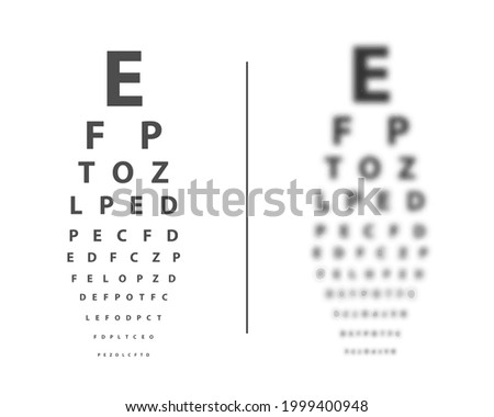 Snellen table for eye examination. Acute and low vision ophthalmic test poster template. Flat vector illustration.