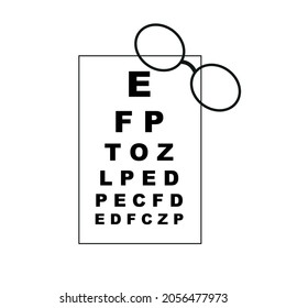 Snellen table.
Vision test table. Ophthalmology. Vision examination poster. Eyesight test board. Ophthalmologist. Vector illustration