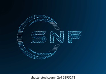 Diseño de Vector de logotipo de letra polivinílica baja SNF. SNF diseño de logotipo de poliéster inferior. Logotipo de poliéster bajo.