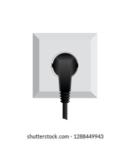 Sngle electrical socket Type C with electric black plug. Vector illustration icon.