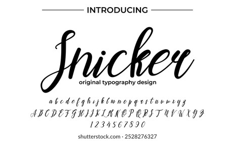 Snicker Font Stylish brush painted an uppercase vector letters, alphabet, typeface