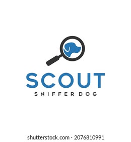 Perro Sniffer con diseño de logotipo de vidrio de aumento de detectives