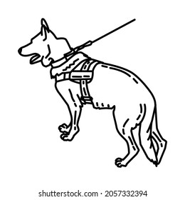 Sniffer dogs Part of Police Equipment and Accessories Hand Drawn Icon Set Vector.