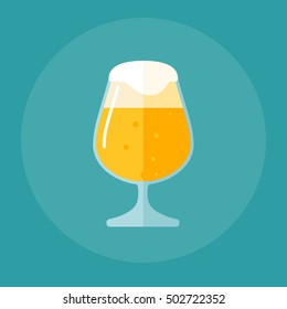 snifter glass of beer flat icon.