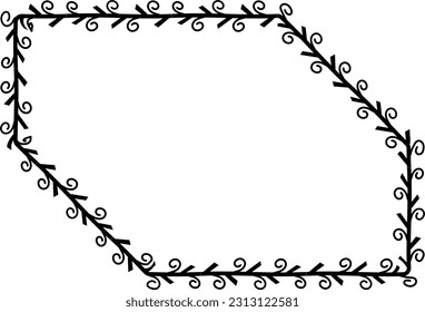 Snip Diagonal Corner Rectangle frame spiral leaves wreath vector border floral photo frame black botanical branches decoration wedding anniversary birthday new year newborn Christmas valentine winner 