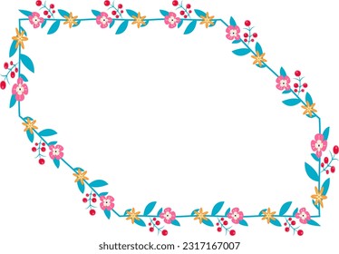 Snip Diagonal Corner Rectangle Frame flower frame wreath floral leaf borders colorful natural blossom love green pink decoration Branches Elements Botanical wedding anniversary celebration greeting