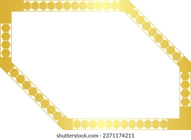 Snip Diagonal Corner Rectangle Shape Hexagon Gold picture frame luxury golden frame gold border Golden vector royals border framework decoration decorative element isolated background greeting banner