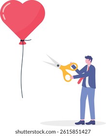 Snip the line heart balloon fly away, This is a set of business illustrations


