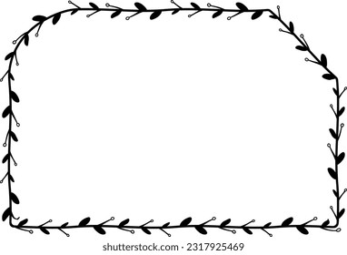 Snip and Round Single Side Rectangle frame isolated branches flower wreath leaf floral vector decoration border botanical minimalist wedding frames congratulations anniversary valentine winner award 