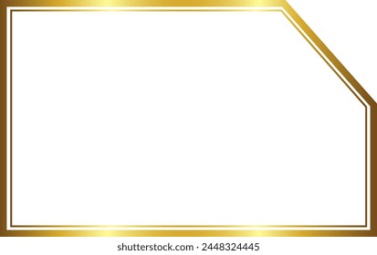 Snip Single Corner Rectangle Shape Gold picture frame luxury golden frame gold border Golden vector framework banner decoration decorative element template isolated background frame picture wedding