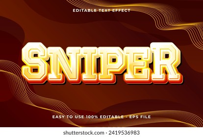 plantilla de efecto de texto editable estilo 3d de francotirador