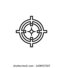 Sniper Aim line icon. Gun crosshair linear style sign for mobile concept and web design. Gunsite outline vector icon. Symbol, logo illustration. Vector graphics