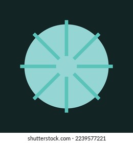 Diseño vectorial de símbolo de objetivo de francotirador. Centrar. Ilustración vectorial de signo de Nolan objetivo. Diseño de icono conceptual de casco de barco y brújula.