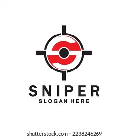 Sniper Aim Target Vector Logo. Initial S Target Logo Vector