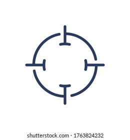 Sniper aim thin line icon. Goal, target, optical focus isolated outline sign. Game, accuracy, marketing concept. Vector illustration symbol element for web design and apps