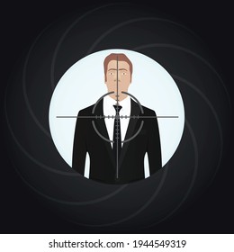 Un francotirador que intenta vestirse de traje. vector