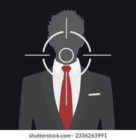Un francotirador que intenta vestirse de traje. vector