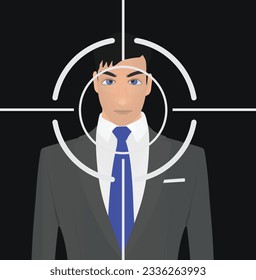 Un francotirador que intenta vestirse de traje. vector
