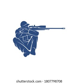 Sniper army logo design template, vector graphics to design