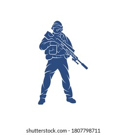 Plantilla de diseño del logotipo del ejército de francotiradores, gráficos vectoriales para el diseño