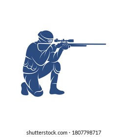 Sniper-Armee Logo-Design-Vorlage, Vektorgrafik für Design