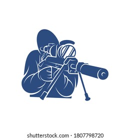 Sniper army logo design template, vector graphics to design