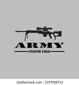 sniper army logo design template. vintage style vector illustration. logo for snipers