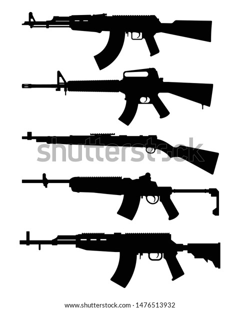 狙撃銃とアサルト銃のシルエットベクター画像 戦闘用装備 のベクター画像素材 ロイヤリティフリー