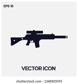 Sniper assault rifle vector icon illustration. Perfect sniper symbol icon. Premium quality.