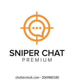 sniper chat logo icon vector template