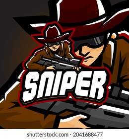 Logo de Sniper Esport. Adecuado para el logotipo del equipo o el logotipo de apoyo y el logotipo de la mascota, o diseño de la camiseta.