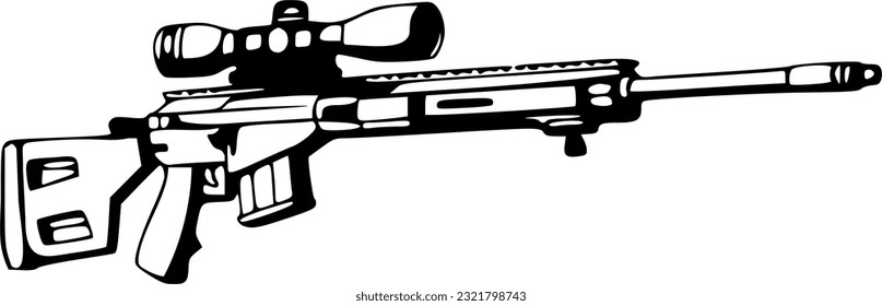 Scharfgewehr schwarze Umrisse, Vektorgrafik