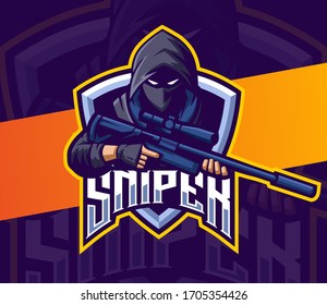 Sniper With Gun Mascot Esport Logo Gaming