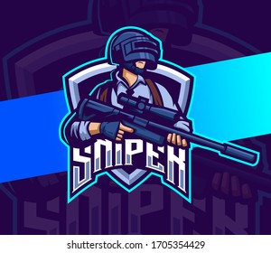 Sniper With Gun Mascot Esport Logo Gaming