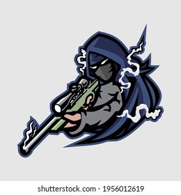 Sniper With Gun Mascot Esport Logo Gaming