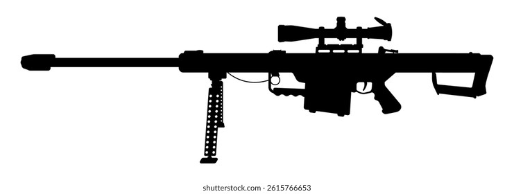 Sniper Gun Shadow Image. Clean White Background View