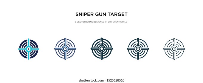 sniper gun target icon in different style vector illustration. two colored and black sniper gun target vector icons designed in filled, outline, line and stroke style can be used for web, mobile, ui