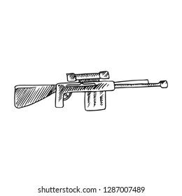 sniper gun vector doodle sketch isolated on white background