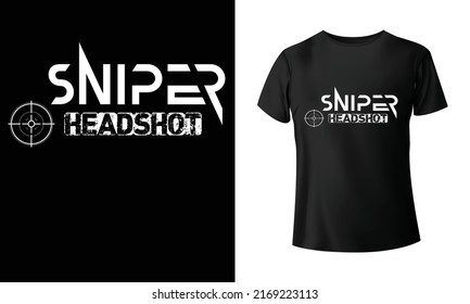 Sniper Headshot Typography Tshirt Design Print Stock Vector (Royalty ...