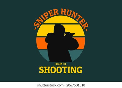 sniper hunter silhouette retro design