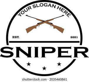 vector de logotipo de francotirador con arma larga buena para marca marca marca de etiqueta adhesiva de logotipo
