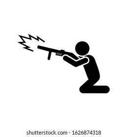 Sniper man gun icon. Simple warning armed man icons for ui and ux website or mobile application