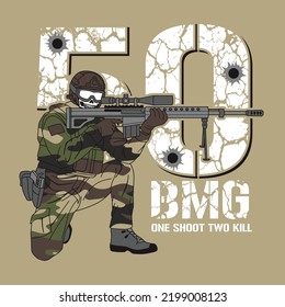 Sniper Man With A Rifle 50 Bmg One Shoot Two Kill