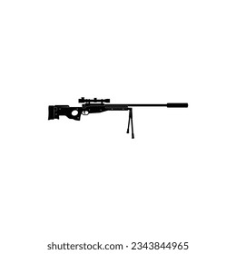 Sniper riffle with scope isolated vector graphics