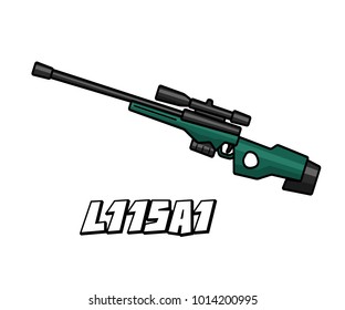 sniper riffle weapon model l115a1 se cartoon design illustration