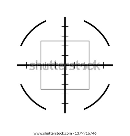 Sniper rifle aim isolated on white. Crosshair target choose destination icon. Aim shoot focus cursor. Bullseye mark targeting. Game aiming sight dot pointer. Vector illustration