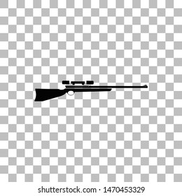 Sniper Rifle. Black flat icon on a transparent background. Pictogram for your project