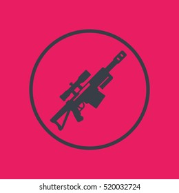 Sniper rifle icon in circle, vector illustration