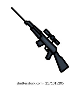 Sniper Rifle Icon. Editable Bold Outline With Color Fill Design. Vector Illustration.