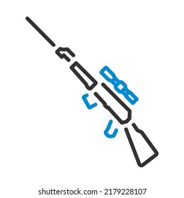 Sniper Rifle Icon. Editable Bold Outline With Color Fill Design. Vector Illustration.